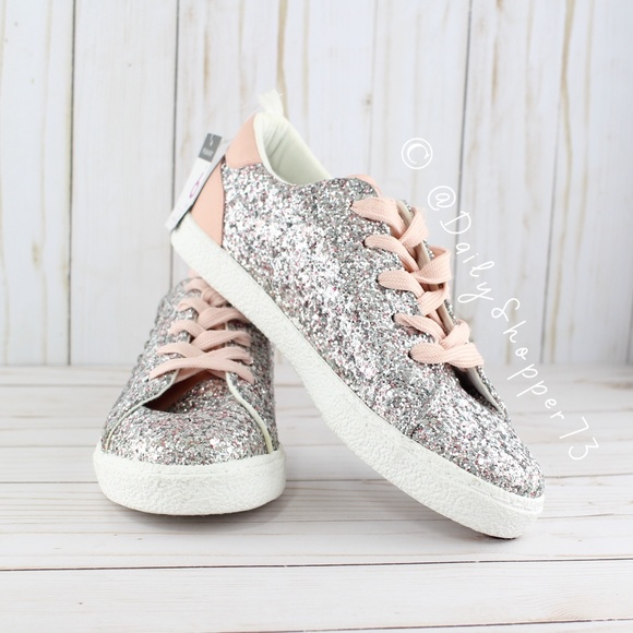 Primark Girls' Super Sparkly Dusty Rose Chunky Glitter Sneakers - Picture 3 of 8
